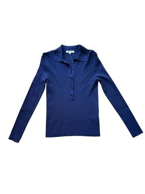NWOT Madewell Minimalist Ribbed Henley Polo Dark Blue XS